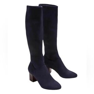 Boden Round Toe Stretch Boots in navy suede 10